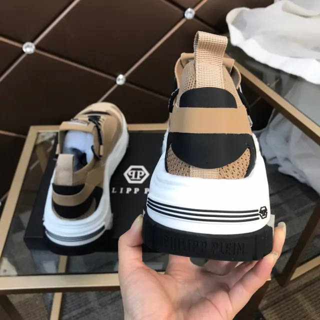 Philipp Plein Zapatillas chunky beige suela negra de malla y ante superior 6