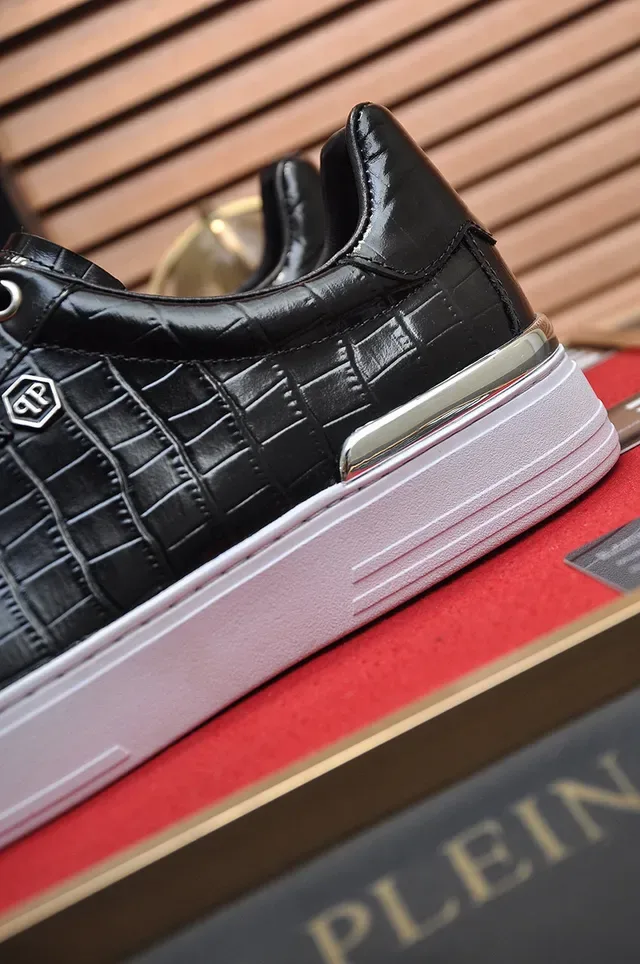 Philipp Plein Croc-Embossed Sneakers Lifestyle Preto e Branco 2