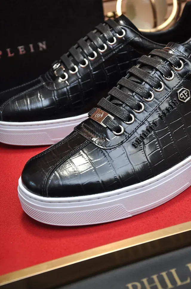 Philipp Plein Croc-Embossed Sneakers Lifestyle Preto e Branco 3