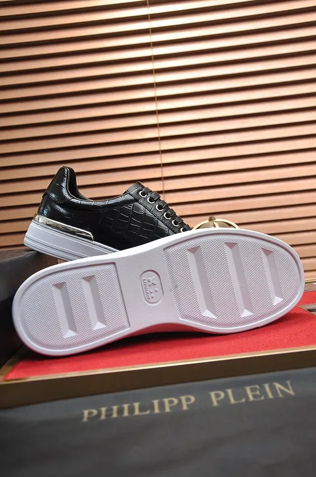 Philipp Plein Croc-Embossed Sneakers Lifestyle Preto e Branco 4