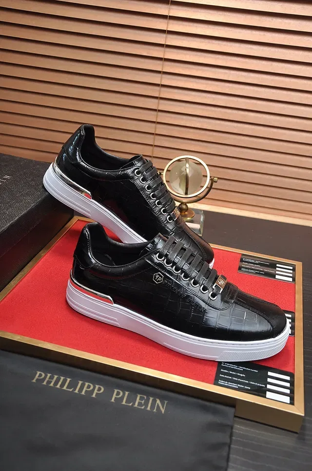 Philipp Plein Croc-Embossed Sneakers Lifestyle Preto e Branco 5