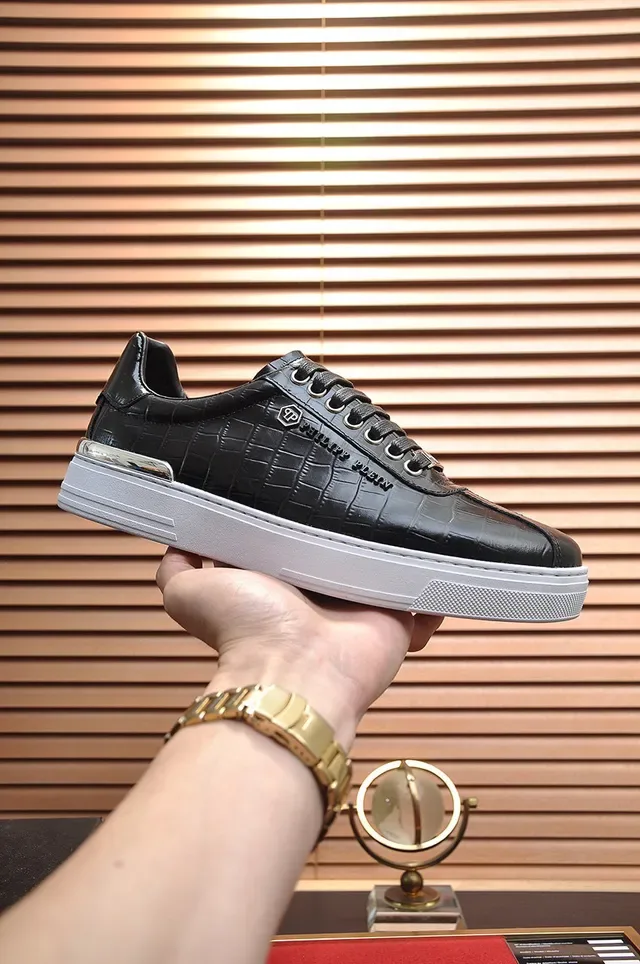 Philipp Plein Croc-Embossed Sneakers Lifestyle Preto e Branco 7