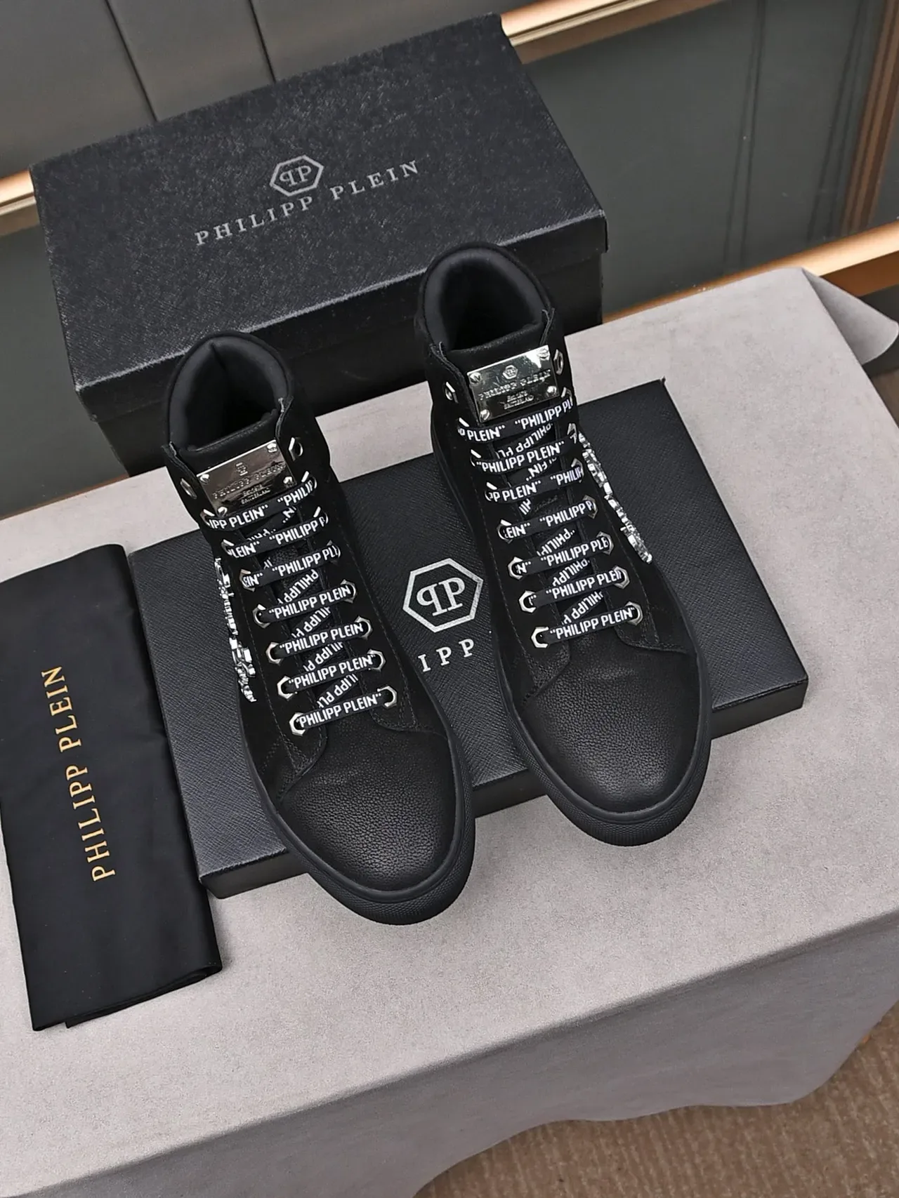 Philipp Plein High-Top Embroidered Logo Black Lifestyle Sneaker 2