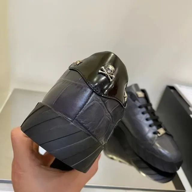 Philipp Plein Plein Logo Croc-Embossed Black tênis lifestyle 3
