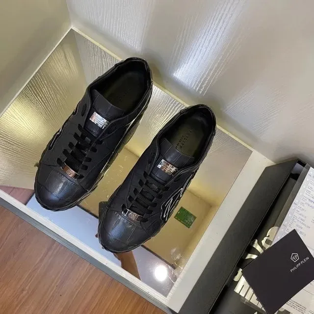 Philipp Plein Plein Logo Croc-Embossed Black tênis lifestyle 4