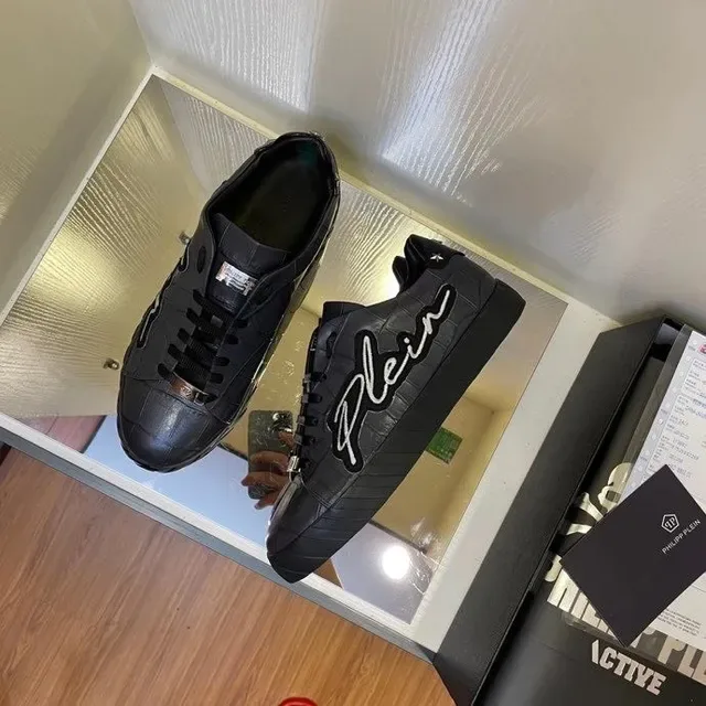 Philipp Plein Plein Logo Croc-Embossed Black tênis lifestyle 6