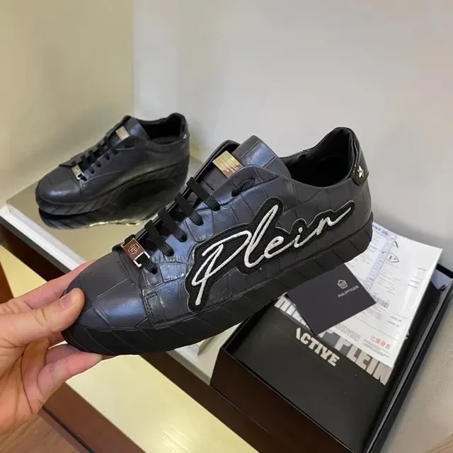 Philipp Plein Plein Logo Croc-Embossed Black tênis lifestyle 7