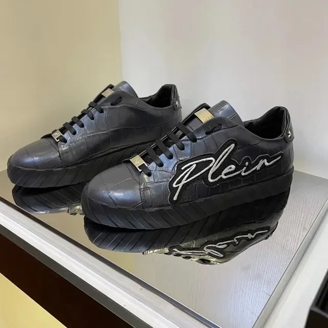 Philipp Plein Plein Logo Croc-Embossed Black tênis lifestyle 8