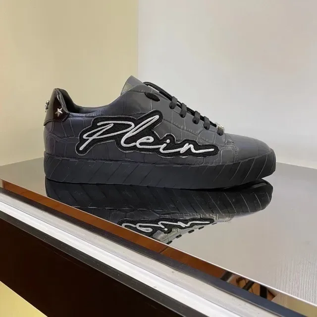 Philipp Plein Plein Logo Croc-Embossed Black tênis lifestyle 9