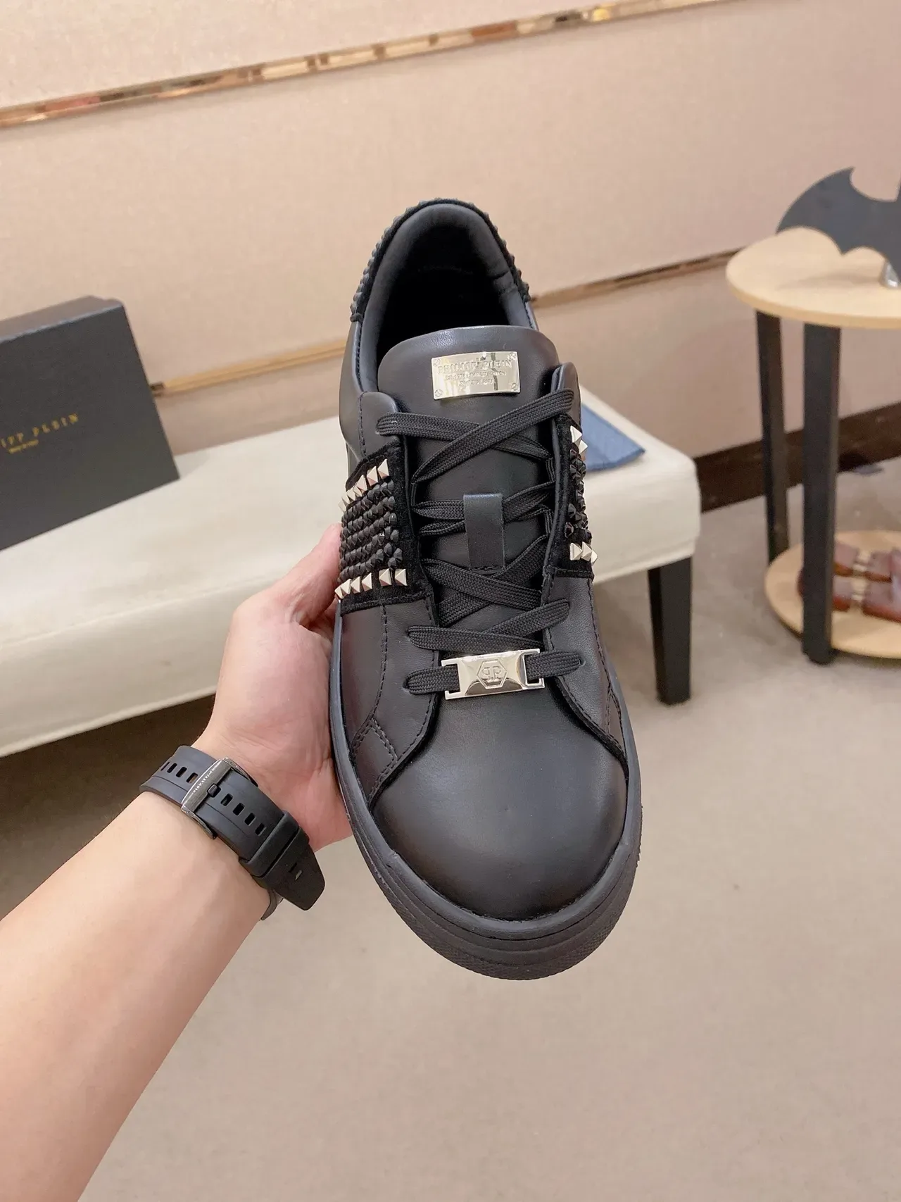 Philipp Plein Studded Strap Black Lifestyle Sneakers 5