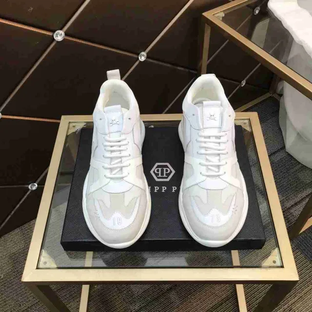 Philipp Plein White Gray Platform Sole Mixed-Material Upper Chunky Sneakers 8