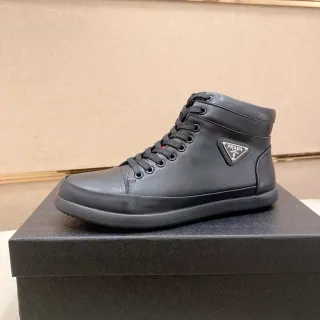 Prada Black High-Top Leather Lifestyle Sneakers