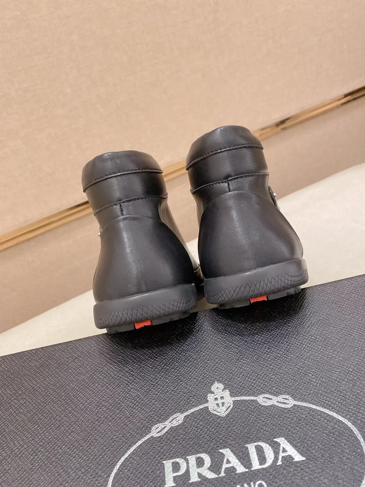Prada Black High-Top Leather Lifestyle Sneakers 4