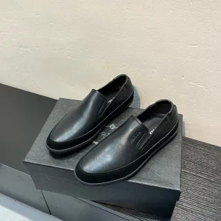 Prada Black Smooth Leather Slip-On Construction Loafer