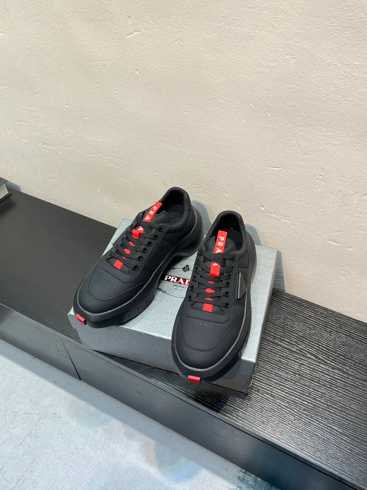 Prada Cloudbust Black and Red Lifestyle Sneakers 2