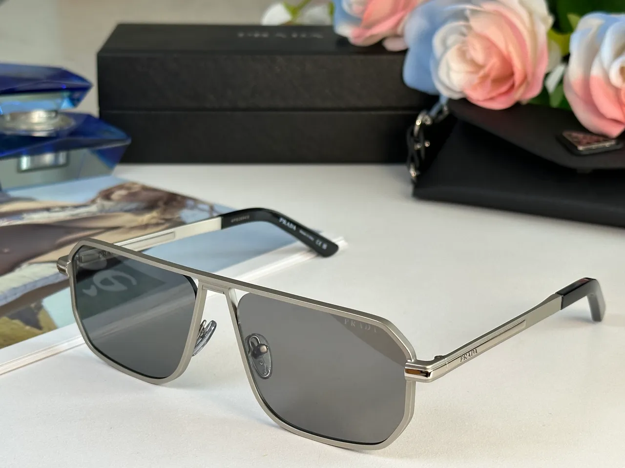 Prada Cloudbust কালো সোনা ঢাল-স্টাইল এভিয়েটর ডাবল ব্রিজ সানগ্লাসেস 7