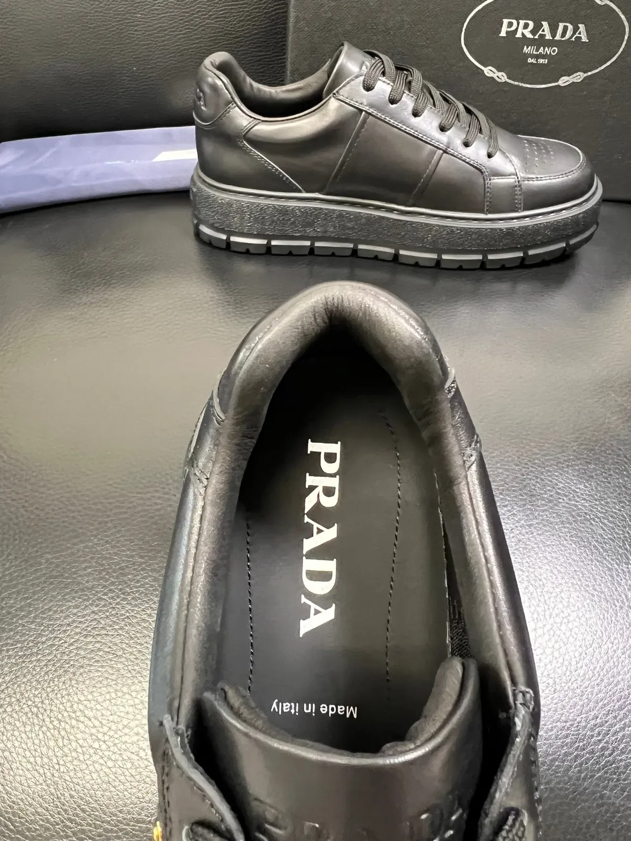 Prada Cloudbust Black Leather Platform Lifestyle Sneakers 3