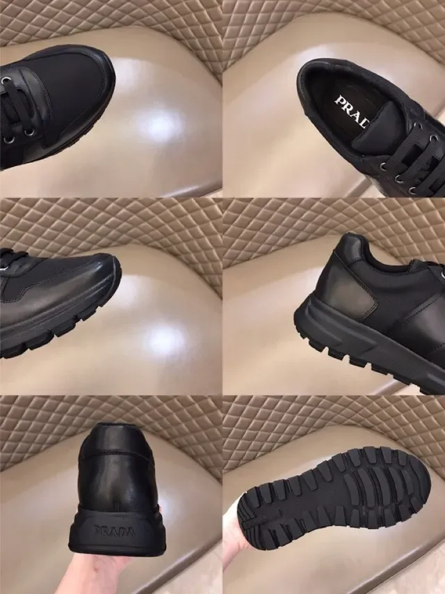 Prada Cloudbust Black Leather Upper Embossed Side Stripe Lifestyle Sneakers 2
