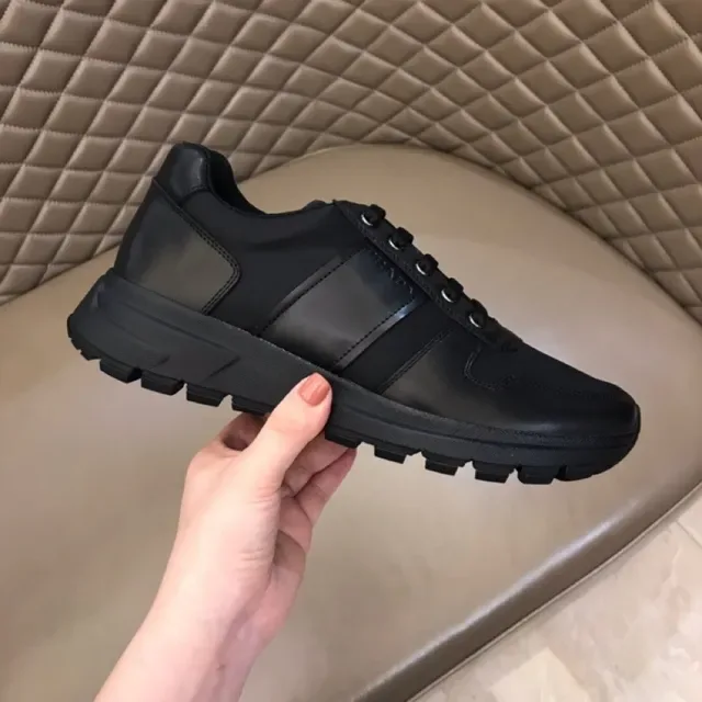 Prada Cloudbust Black Leather Upper Embossed Side Stripe Lifestyle Sneakers 5