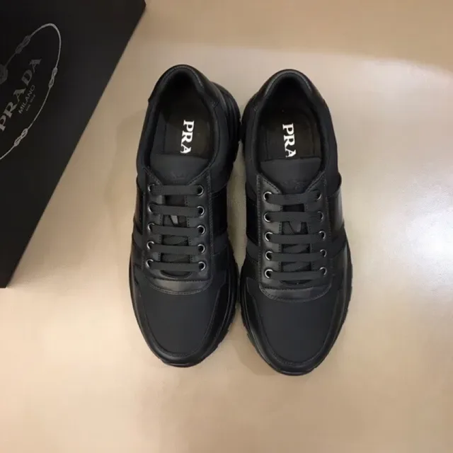 Prada Cloudbust Black Leather Upper Embossed Side Stripe Lifestyle Sneakers 9