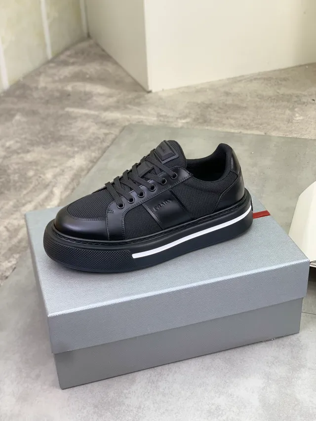 Prada Cloudbust Black Mesh and Leather Platform Lifestyle Sneakers 4