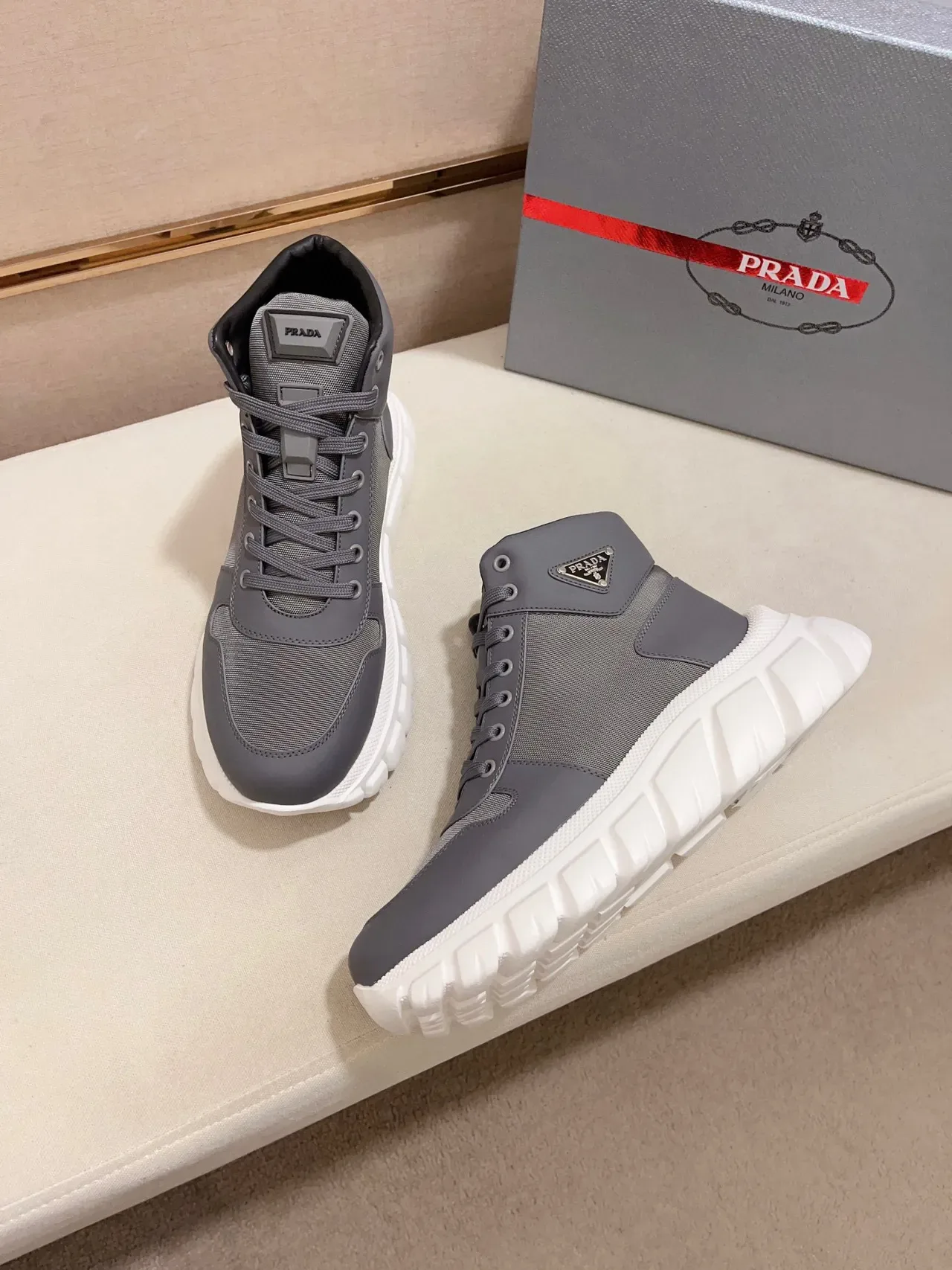 Prada Cloudbust Gray and White Lifestyle Sneakers 4