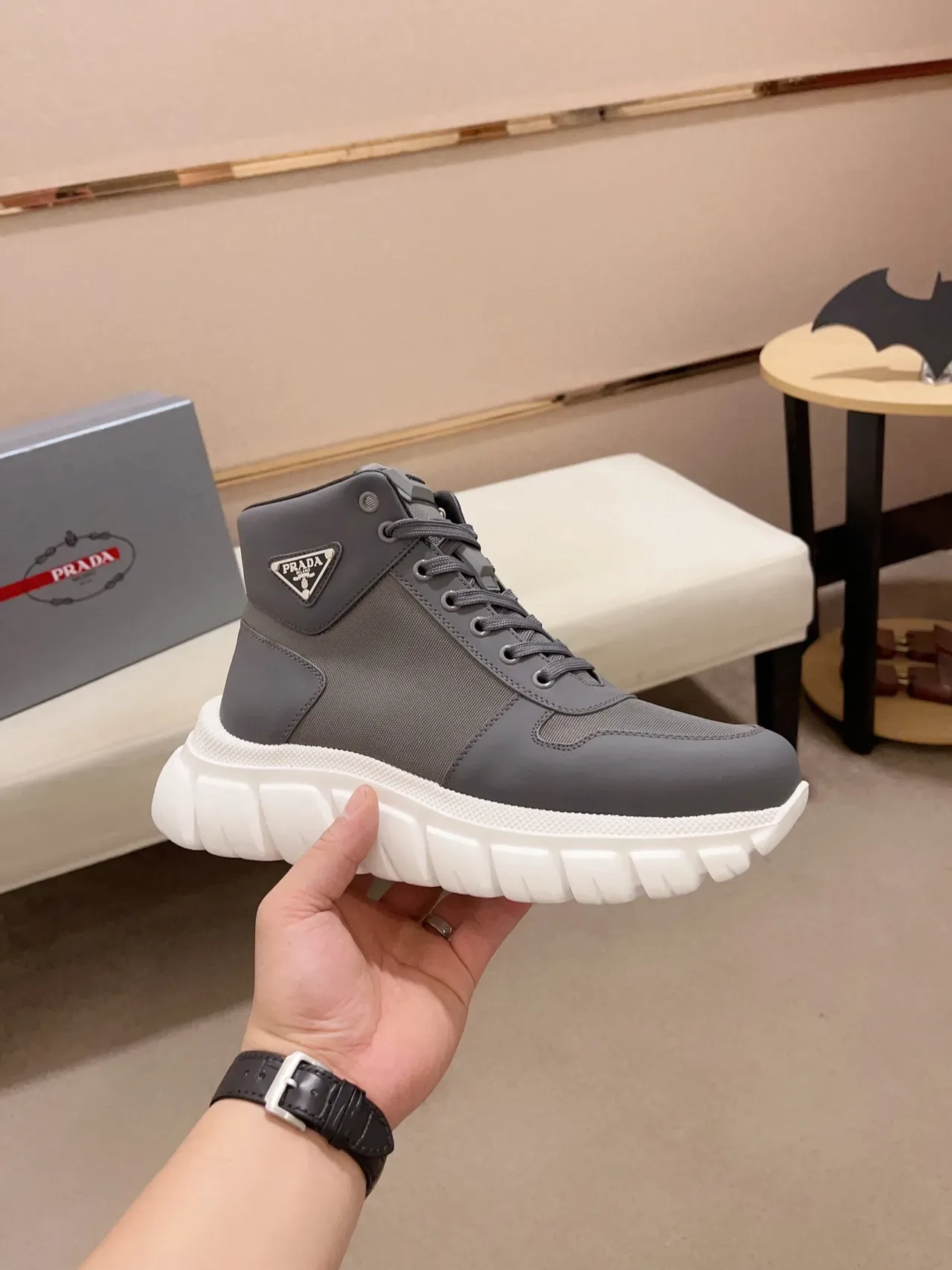 Prada Cloudbust Gray and White Lifestyle Sneakers 7