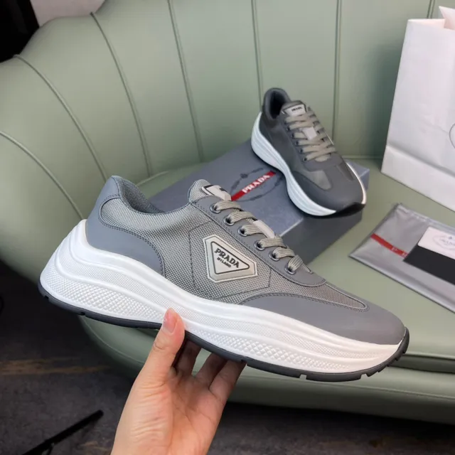 Prada Cloudbust Gray White Chunky Platform Sole Mixed-Material Upper Lifestyle Sneakers 4