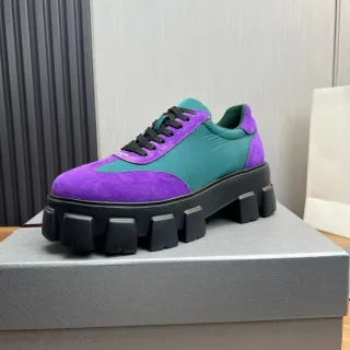 Prada Cloudbust Purple and Teal Suede Nylon Chunky Sneakers