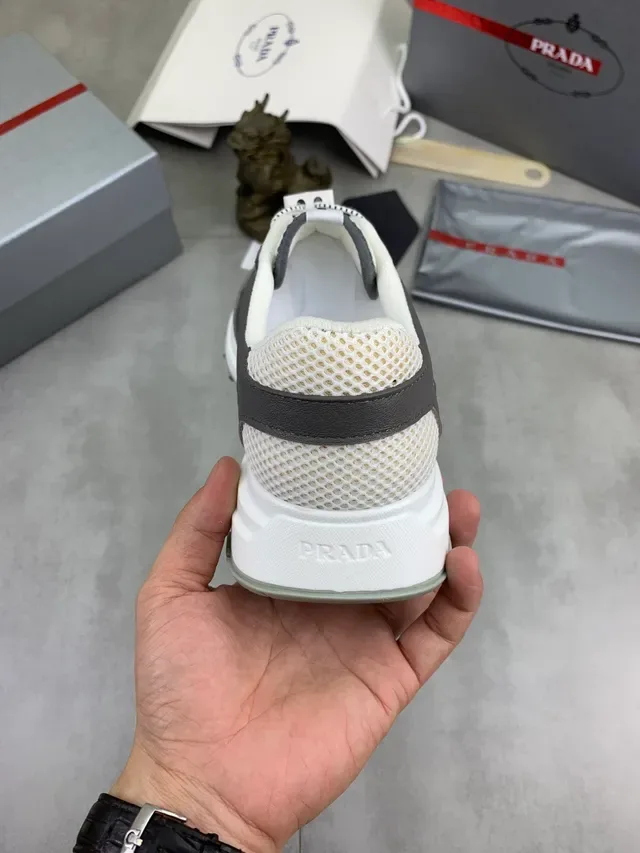 Prada Cloudbust Trainer White and Gray Lifestyle Sneakers 3