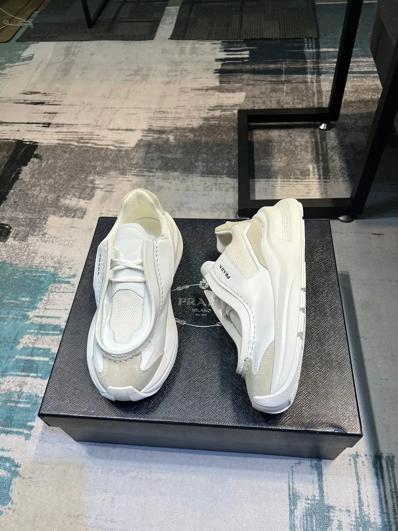 Prada Cloudbust White and Beige Chunky Sneakers 4
