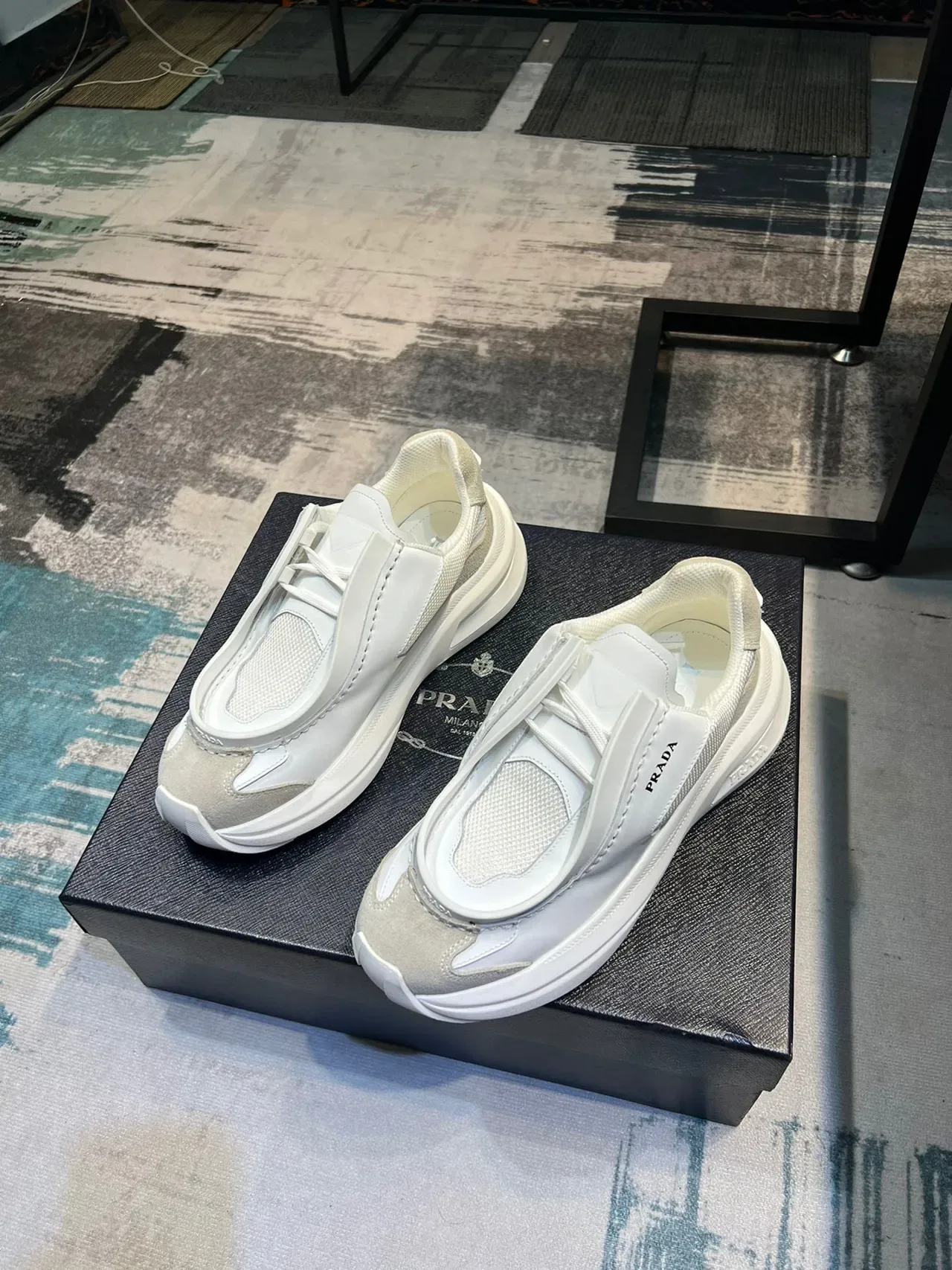 Prada Cloudbust White and Beige Chunky Sneakers 5