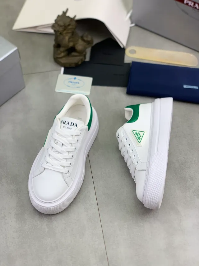 Prada Cloudbust White and Green Lifestyle Sneakers 5