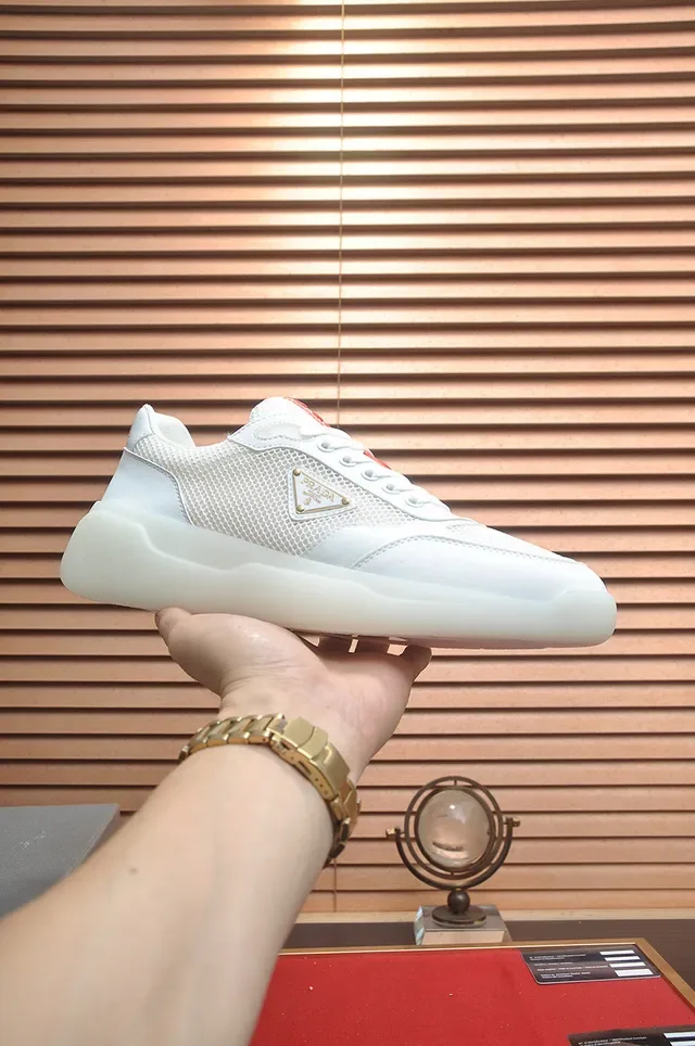 Prada Cloudbust White and Red Mesh Lifestyle Sneakers 2