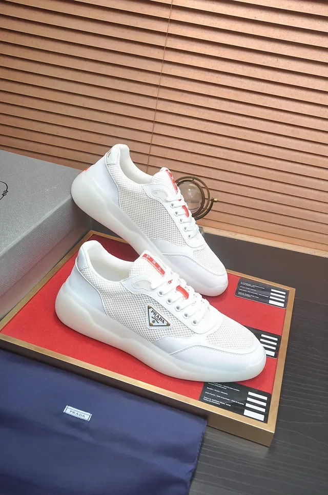 Prada Cloudbust White and Red Mesh Lifestyle Sneakers 6