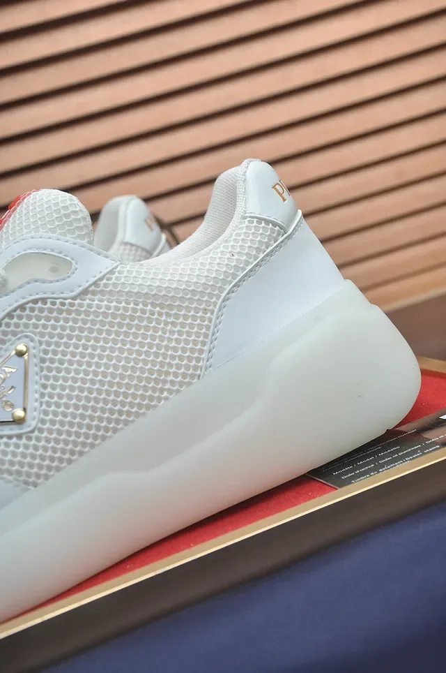 Prada Cloudbust White and Red Mesh Lifestyle Sneakers 9