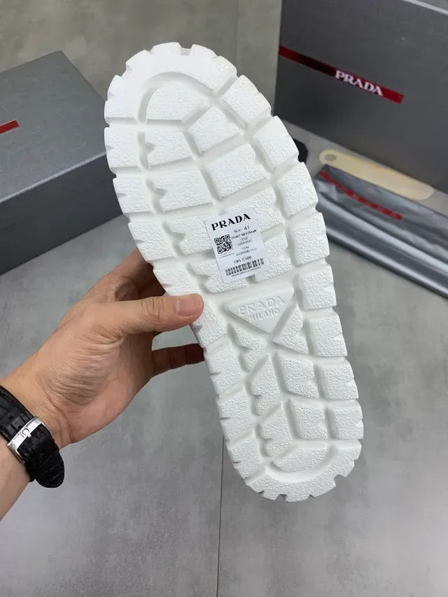 Prada Cloudbust White Black Chunky Platform Sole Patent Leather T-Overlay Lifestyle Sneakers 2