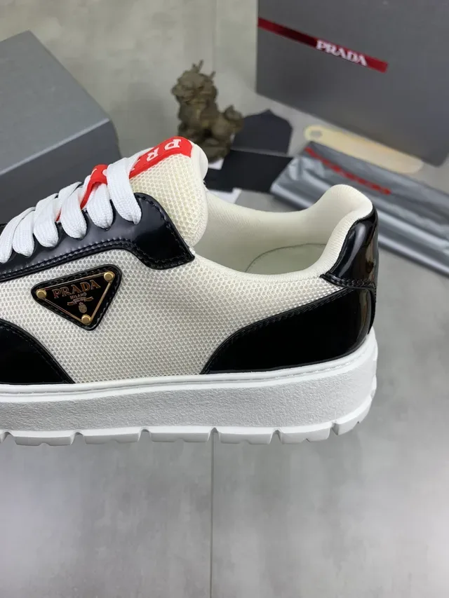 Prada Cloudbust White Black Chunky Platform Sole Patent Leather T-Overlay Lifestyle Sneakers 4