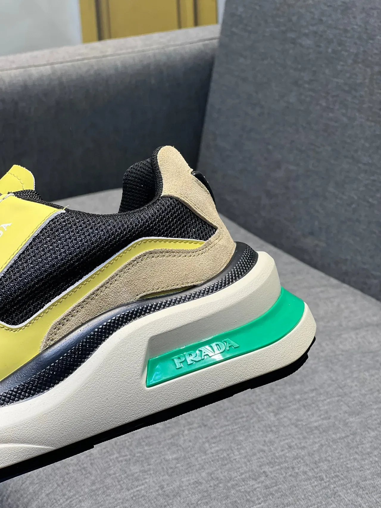Prada Cloudbust Yellow Black Beige Green Chunky Sneakers 8