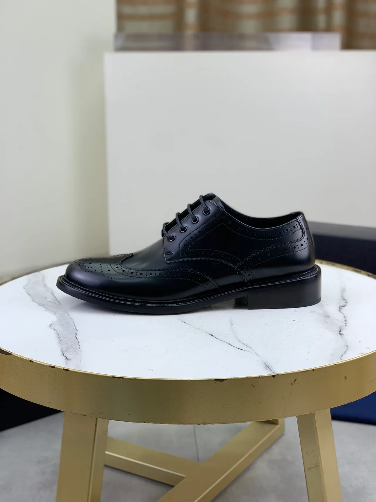 Prada 全布洛格翼型 黑色皮革 布洛格鞋 7