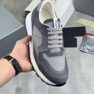 Prada Gray Mesh and Suede Lifestyle Sneaker