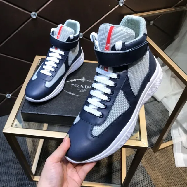 Prada Linea Rossa Bleu marine et gris high-top lifestyle sneakers 2