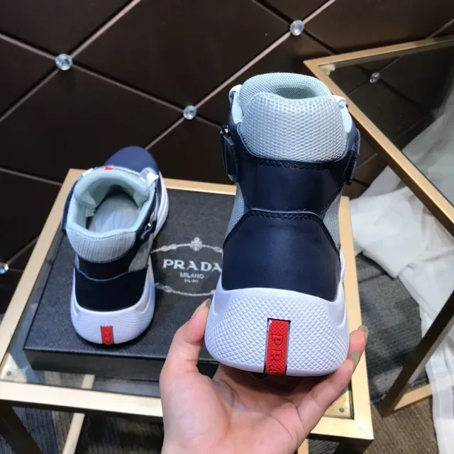 Prada Linea Rossa Bleu marine et gris high-top lifestyle sneakers 5