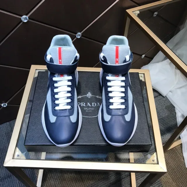 Prada Linea Rossa Bleu marine et gris high-top lifestyle sneakers 8