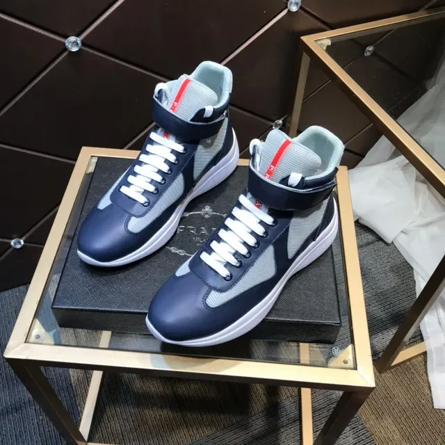 Prada Linea Rossa Bleu marine et gris high-top lifestyle sneakers 9