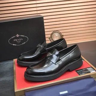 Prada Loafer Polished Black Leather Slip-On Loafers