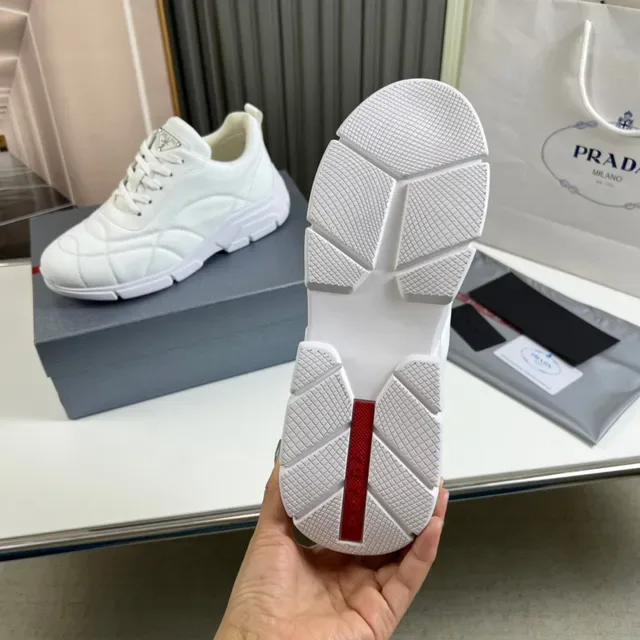Prada White Beige Quilted Diamond-Stitch Upper Chunky Sculpted Sole Lifestyle Sneakers 2