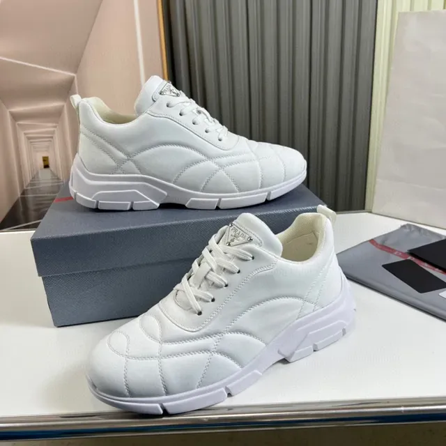 Prada White Beige Quilted Diamond-Stitch Upper Chunky Sculpted Sole Lifestyle Sneakers 7