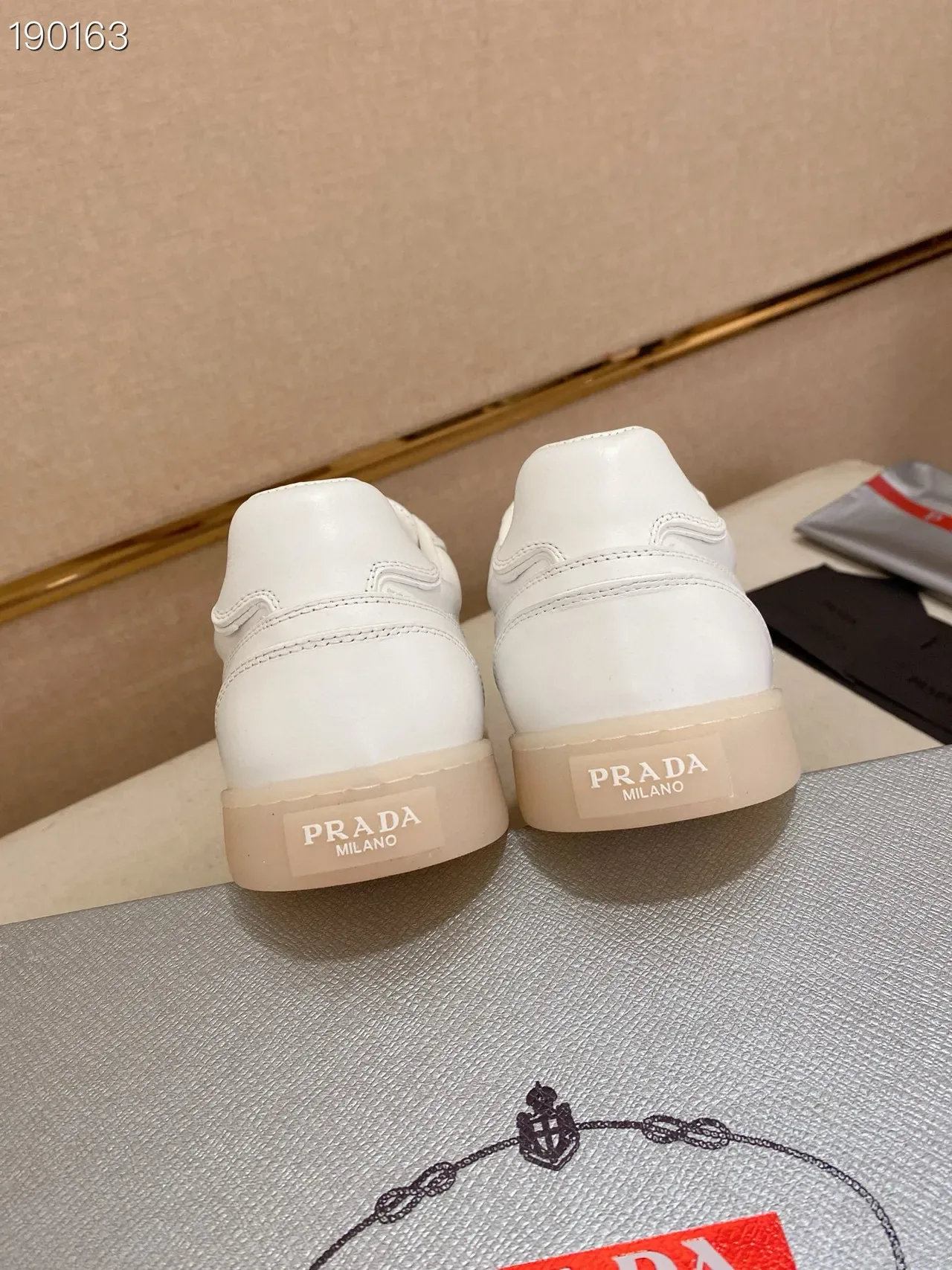 Prada White Paneled Leather Lifestyle Sneakers 2