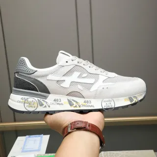 Premiata Gray Black Mixed-Material Upper Sculpted Printed Midsole Sneakers